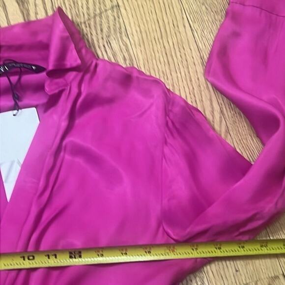 ZARA HOT PINK SATIN NWT KNOT FRONT MINI DRESS SIZE‎ M - Picture 7 of 10